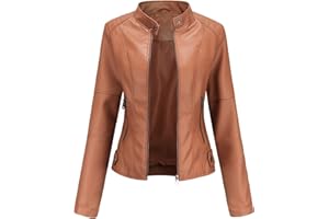 DEAR MODEL Faux Leather Jacket Women Bomber Jacket Women's Belted Motorcycle Jacket