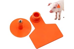 Junniu 100 PCS Livestock Ear Tags Blank Identification TPU Precision Tags for Cattle Cows Pigs Hog Goats Sheep Calf Animal Orange, 2.0 inch L*1.7 inch W