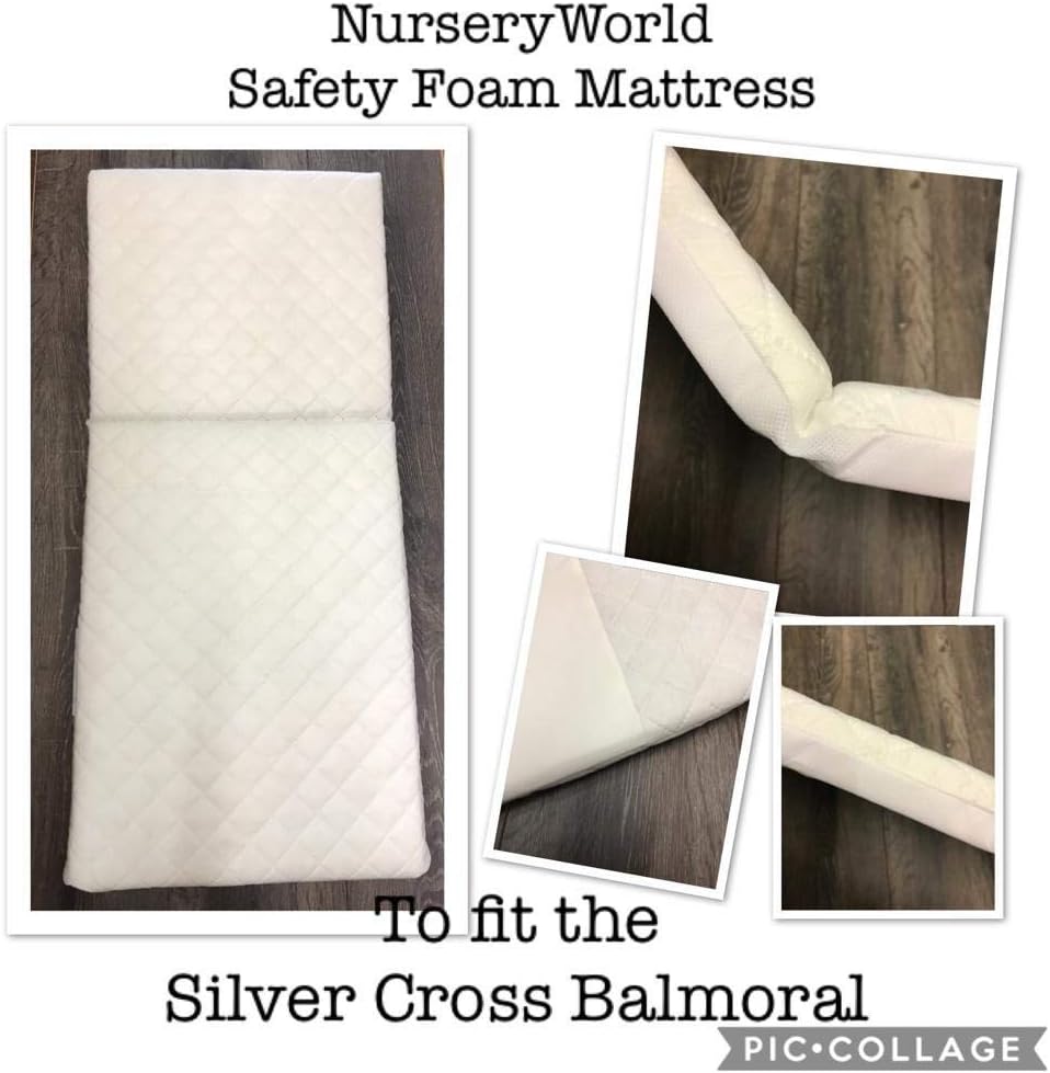 Safety Foam Breathable PRAM Mattress with Quilted Cover FITS Silver Cross Coach Built Balmoral PRAM