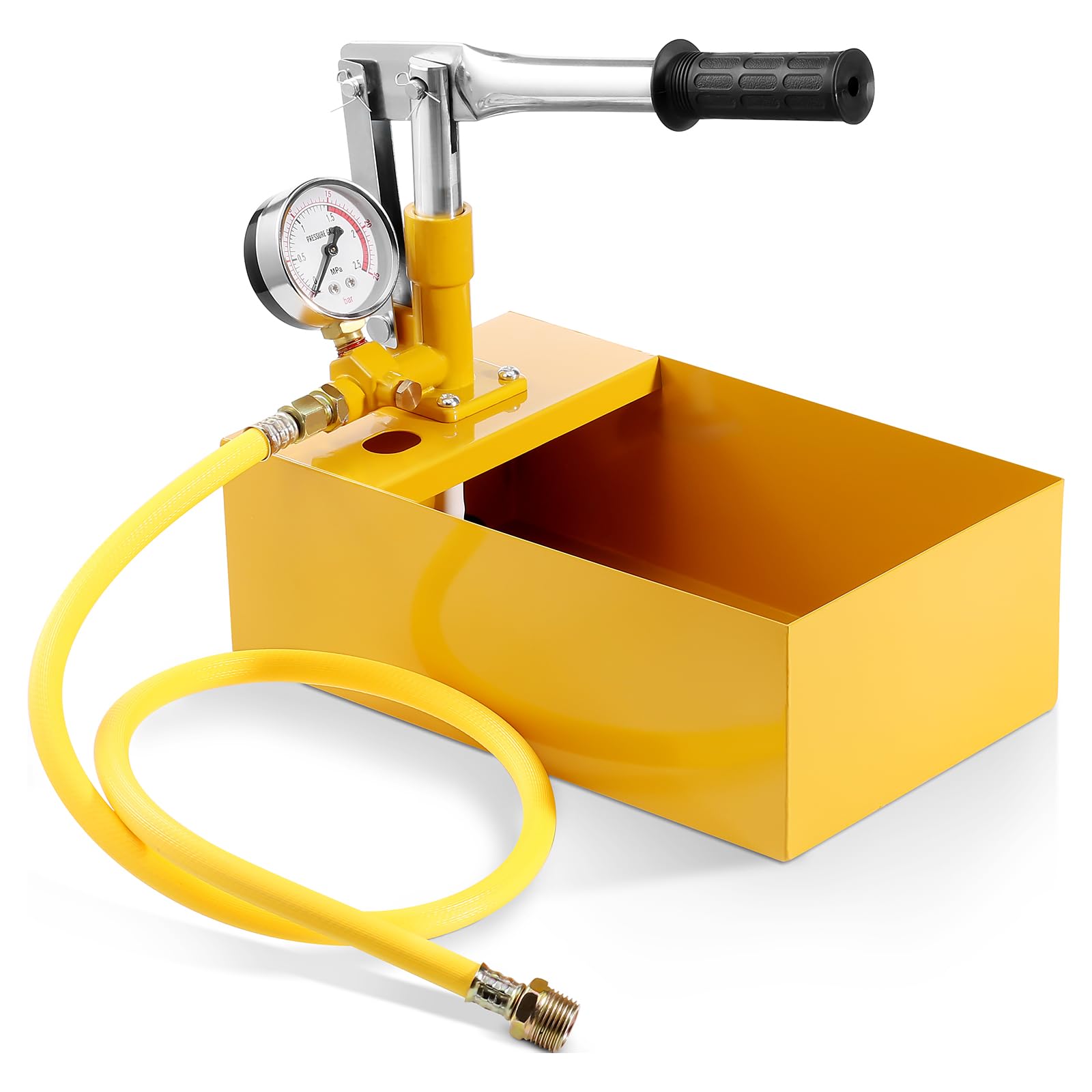 Photo 1 of VEVOR Hydrostatic Test Pump, Max 25 bar/362 PSI, Single Valve Hydraulic Manual Water Pressure Tester Kit with Gauge 1.4 Gal Water Tank, 3 ft Hose with 1/2 inch External Thread Connector for Pipeline