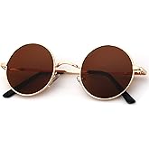 KALIYADI Round Polarized Sunglasses for Men Women Retro Metal Hippie Circle Style Sun Glasses UV Protection
