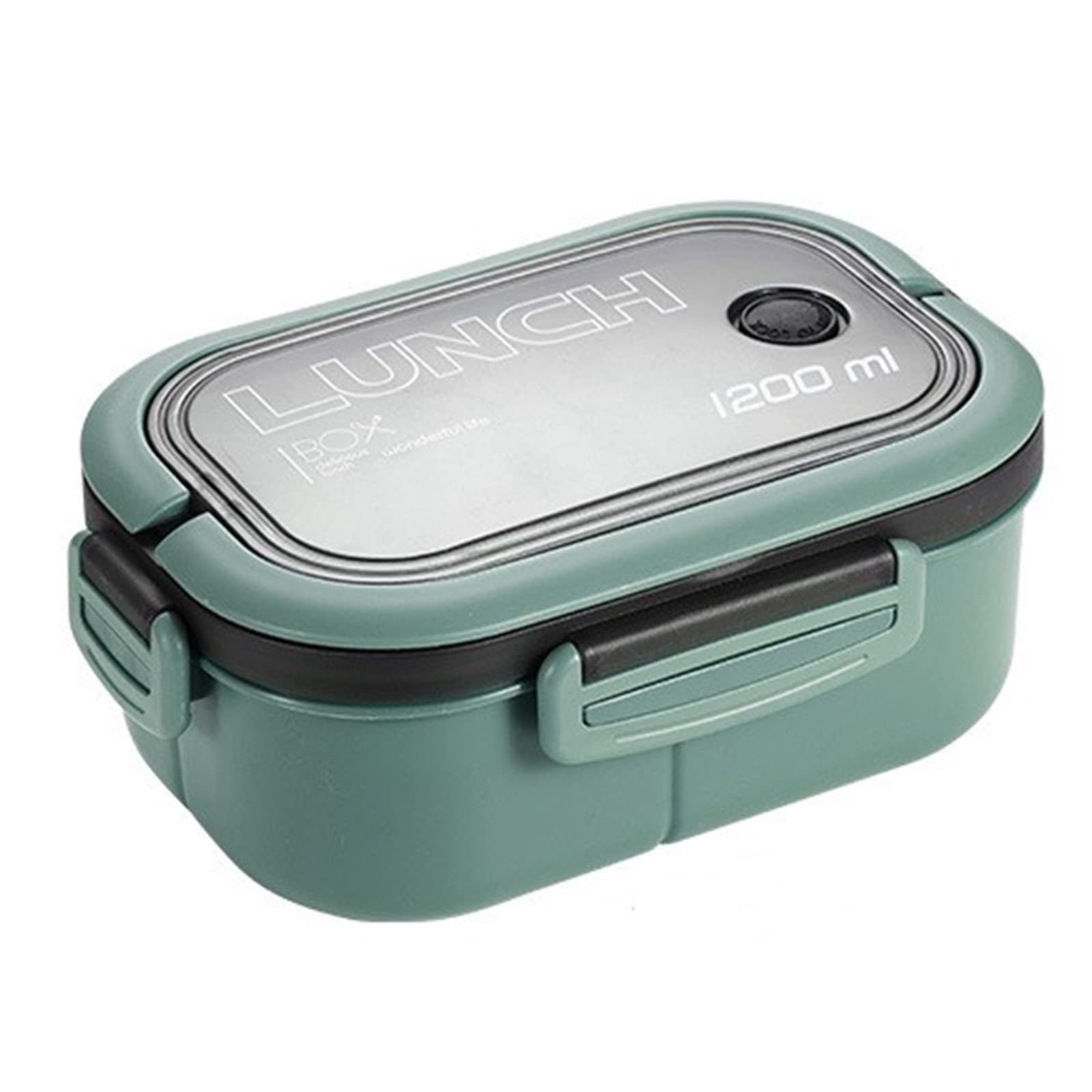 CHEOTIME 1200ml Bento Lunch Box, Portable PP Double Layer Food Storage Container with Leak Proof Silicone Seal, Bento Box for Office Workers Students Women Men (Green)