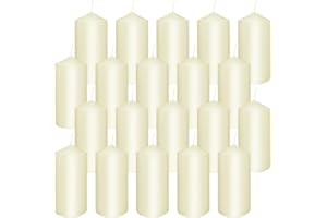 Set of 20 |2x4 Inch Ivory Pillar Candles - Perfect for Home Decor and Serene Ambiance, Warm Ivory Hue