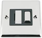 Alliance Electrical Classical Chrome Switched Fused Spur 13A Black Metal Rocker view 2