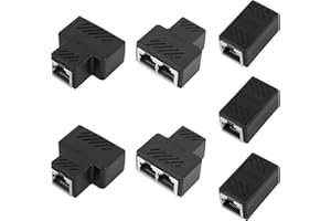 7pcs Ethernet Splitters, 4 Rectangle & 3 T-Shaped 1 to 2 RJ45 Connectors RJ45 Coupler Extender LAN Internet Adapter Compatibl