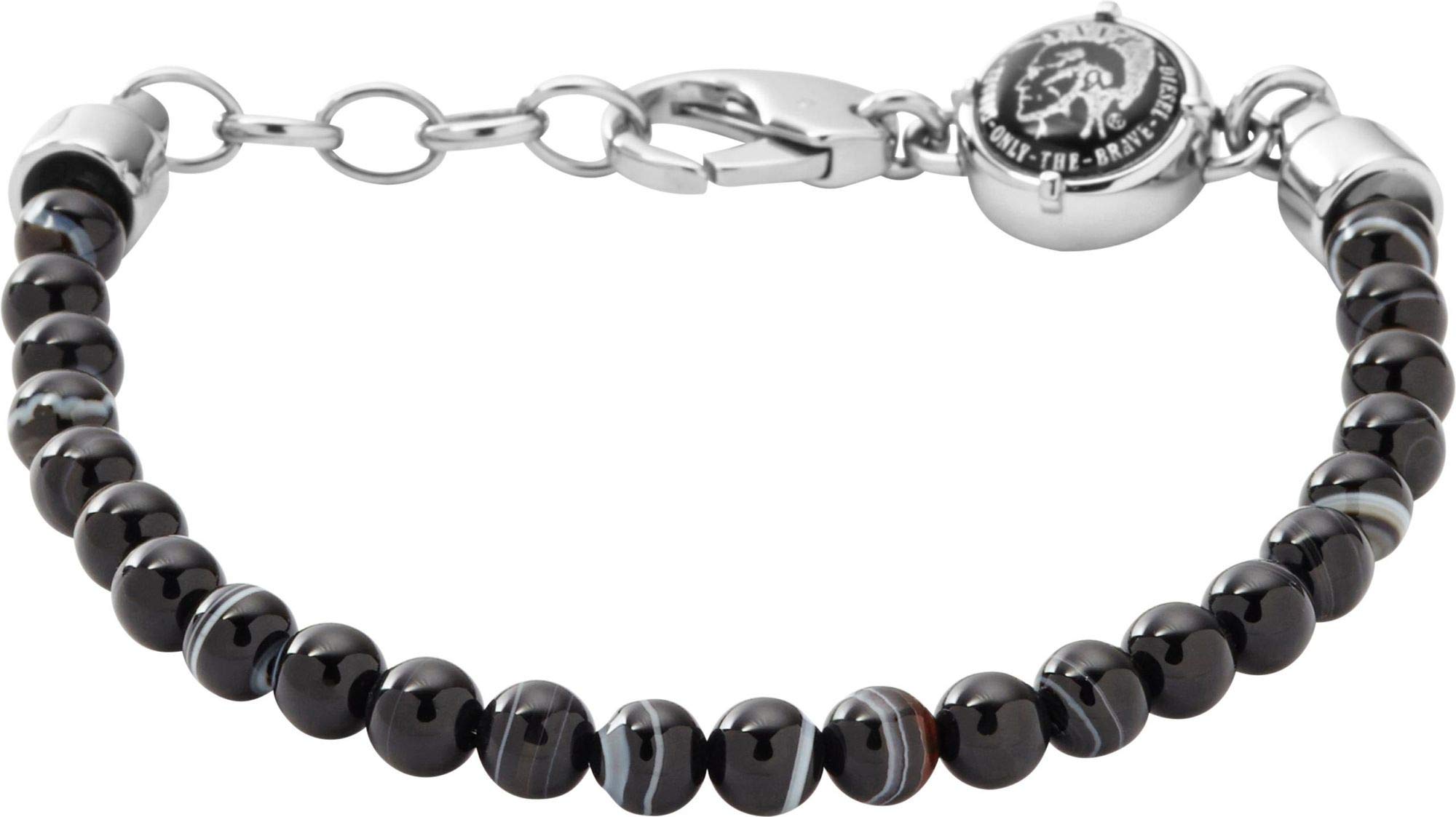 Diesel Bracelet for Men , 18.5 cm, 5 cm extender black Stainless Steel Bracelet, DX0848040
