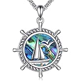 ZPMMPZ Rudder Necklace 925 Sterling Silver Voyage Pendant Abalone Shell Jewelry Gifts for Women Men
