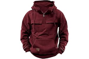 AEPTDEO Quarter Zip Pullover Hoodie for Men Tactical Sweatshirts Casual Work Crewneck Sweatshirt Long Sleeve Cargo Hoodies