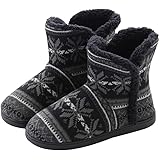 Unisex Cashmere Slipper Boots Indoor Outdoor Thermal Ankle Bootie for Mens Womens Foot Warmer Shoes Cotton Fleece Lining Winter Slipper Anti-Slip Sole Booties