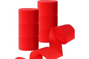CC WONDERLAND ZONE 6 Rolls Red Crepe Paper Streamers for White Birthday Wedding Festival Celebration Party Decorations,82 feet Long 1.77 inch Wide