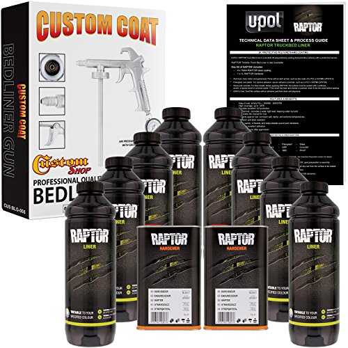 UPC 845927041534, U-POL Raptor Tintable Urethane Spray-On Truck Bed Liner Kit w/ FREE Custom Coat Spray Gun with Regulator, 8 Liters