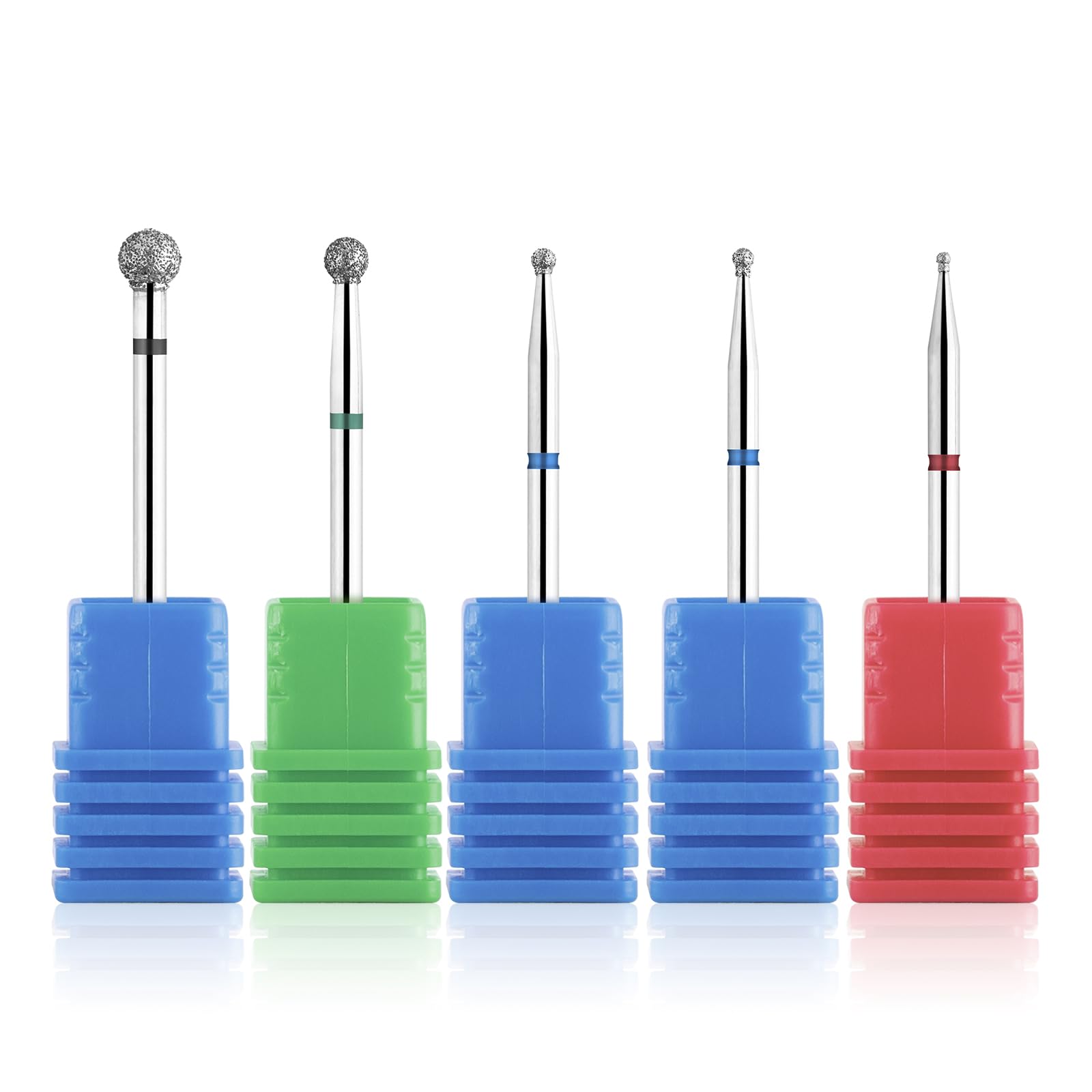 BNG E File Nail Drill Bit For Cuticle Remove 5Pcs Electric Nail File Ball Bits Set, 3/32" Diamond Nail Drill Professional Acrylic Natural Nails Cuticle Cleaner Burr Tool Manicure Pedicure Home Salon