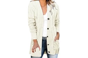 JMMSlmax Cardigan Sweaters for Women Lightweight with Pockets Women's Fall Casual Open Front Button Long Sleeve Knit Cardigan