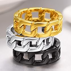 Cuban Link Gold Plated Ring for Man Gift Hip Hop