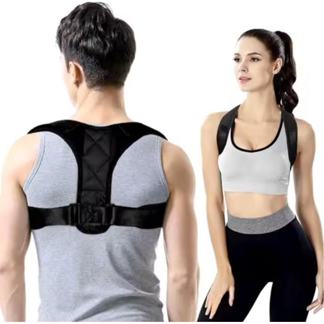 Spinegear Back straightener Posture corrector back brace slouch corrector upper back Shoulder Back Support Spine Alignment Neoprene Strap Pain Relief for Men & Women (Size: M/L)