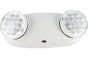 LED Emergency Exit Light with 2 Adjustable Head Flood Lights, OSTEK Emergency Lights for Business, 90min Backup Battery, Fire Resistant 120-277V (UL 94V-0) (1pack)