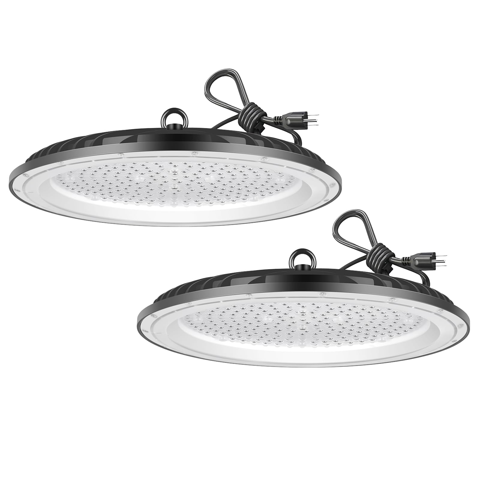Photo 1 of 2 Pack UFO LED High Bay Light 200W, 30000 LM 6500K Commercial Lighting Fixture for Warehouse Workshop Barn Factory, IP65 Waterproof,Power Cord Included