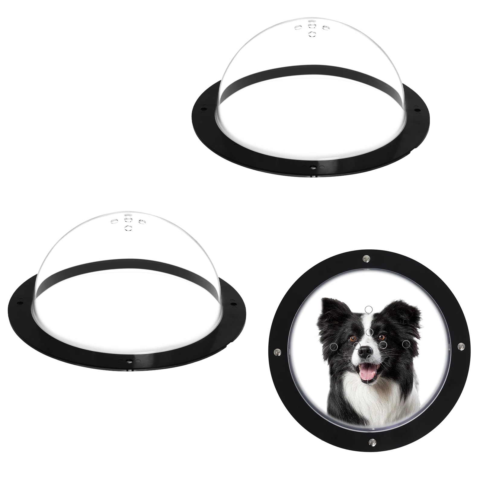 Photo 1 of Dog Fence Window,12.4’ Acrylic Clear Pet Dome View with Air Holes Playground Doggie Wood Fence Window Bubble Peek Window for Dog and Cats Deep 4.7 Inch(XL)