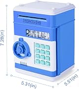 Thedttoy Electronic Piggy Bank Money Safe Blue Password with ATM Style Box view 4