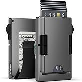 Slimwalt Mens Wallet with Money Clip - Holds 10-20 Cards, RFID Blocking Minimalist Wallet for Men with Pop Up Card Case, Slim Card Holder Metal Card Wallets, Gifts for Men, Black