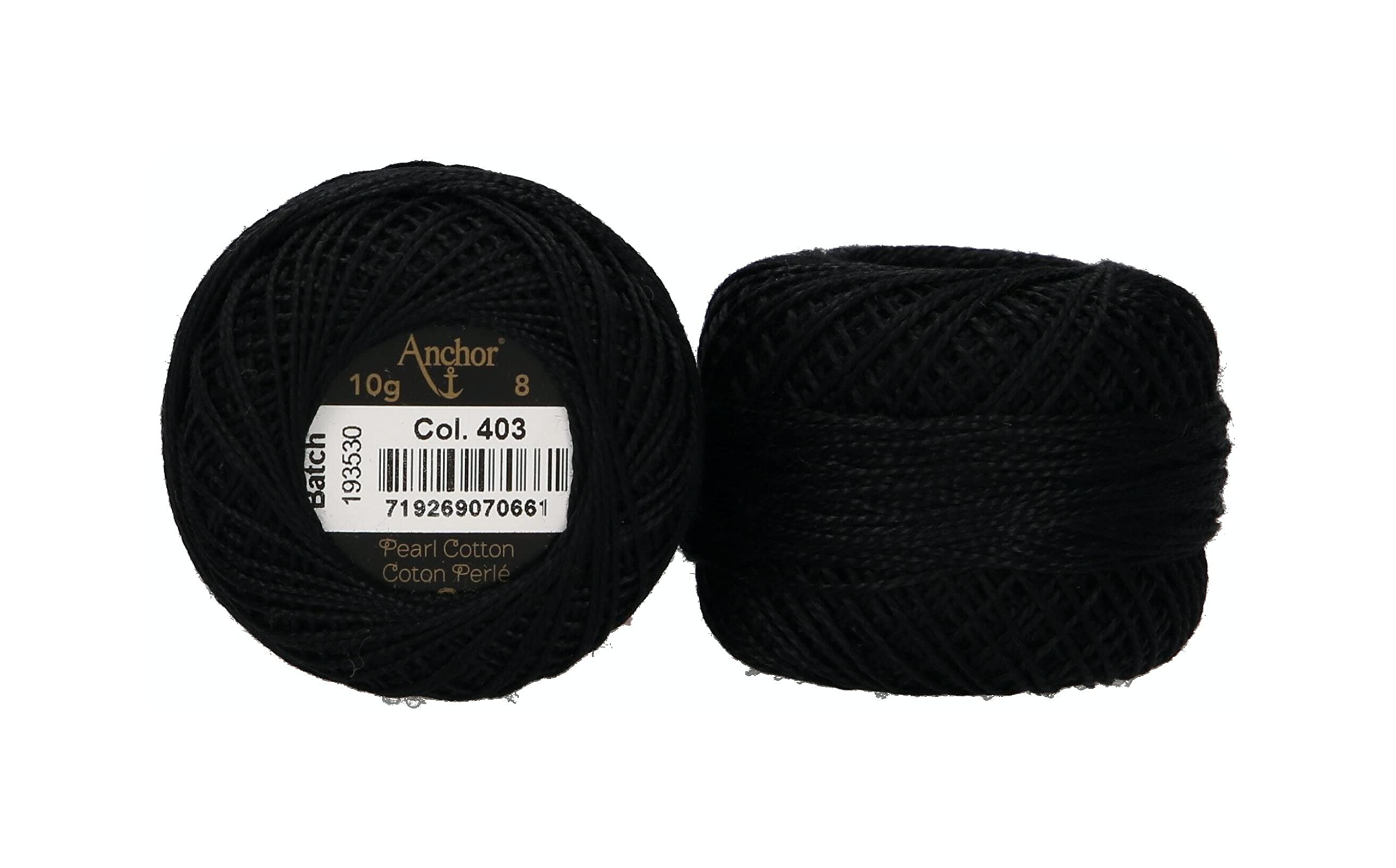 ANCHOR Pearl Yarn, Thickness: 8, Packaging: 10G, Running Length: 82M schwarz Embroidery Threads
