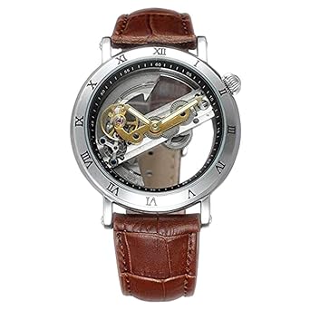 FORSINING Skeleton Automatische Mechanische Herrenuhr Selbst Wind Edelstahl/Echtes Leder Herren Business Armbanduhr Masculino