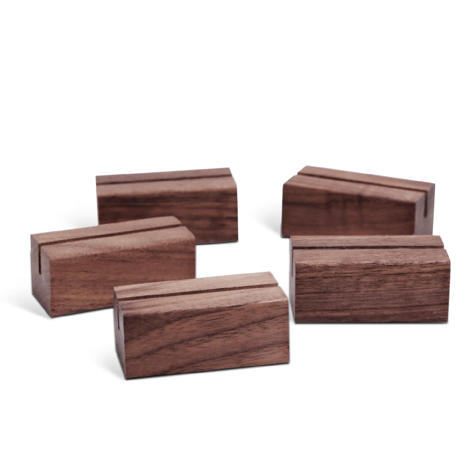 Photo 1 of UNIQOOO 20 Pack Place Card Holders | Rustic Walnut Wood Escort Cards Display Stands | Table Number Sign and Photo Stand | Perfect for Retail Shop, Cafe, Home, Wedding, Dinner Party Events Decoration