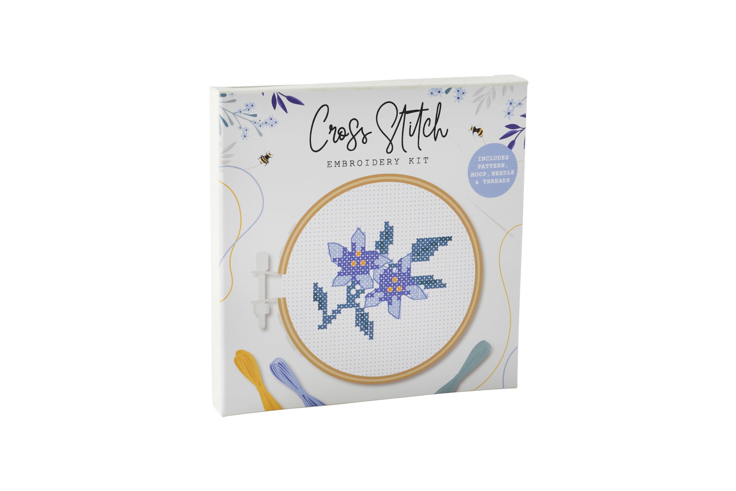 CGB Giftware | The Beekeeper Blue Flower Design Cross Stitch Kit | Craft | Sewing | Embroidery | GB07997
