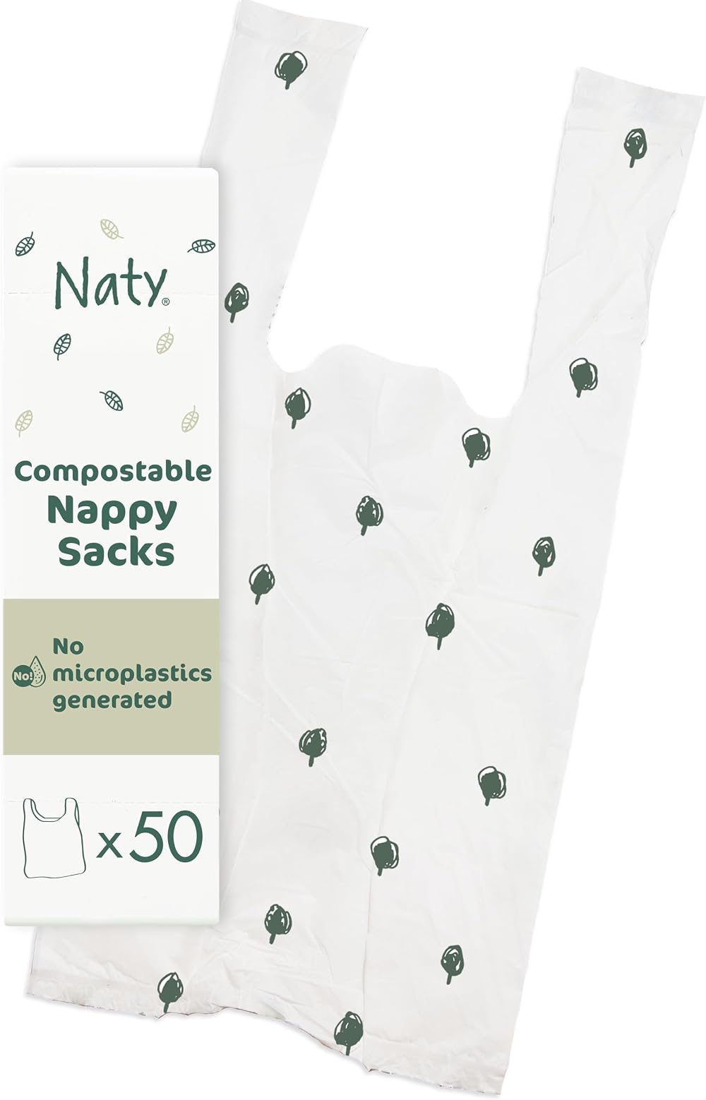Naty Compostable Nappy Bags Easy Tie Handles 50 Count Fragrance Free