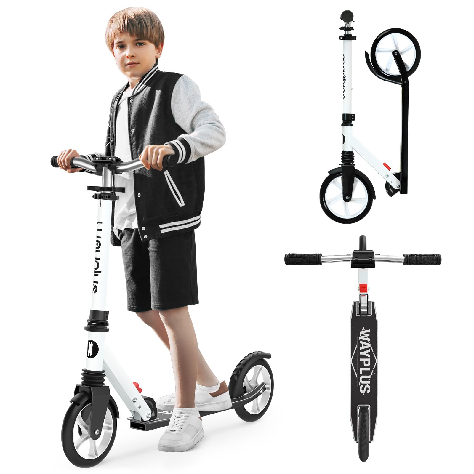 Photo 1 of WAYPLUS Kick Scooter for Ages 6+,Kid, Teens & Adults. Max Load 240 LBS. Foldable, Lightweight, 8IN Big Wheels for Kids, Teen and Adults, 4 Adjustable Levels. Bearing ABEC9