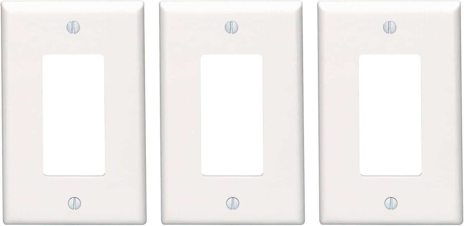 Leviton 80601-W 1-Gang Decora/GFCI Device Wallplate, Midway Size, Thermoset, Device Mount, White - Switch Plates - 