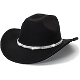 Classic Western Cowboy Hat for Men and Women, Fedora Hat Perfect for Cowgirl Outfits and Cow Girls Outfits Fashionable Tejanas para Mujer Ideal for Cowgirl Look Black