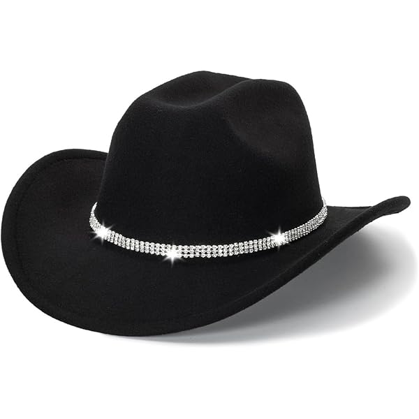 6281 Women\'s Fedora Sequin Cowboy Hat Wide Brim Western Cowgirl Hats Black Sparkly Rhinestone-Cowboy Hat for Women - Black-Glitter  main image 3