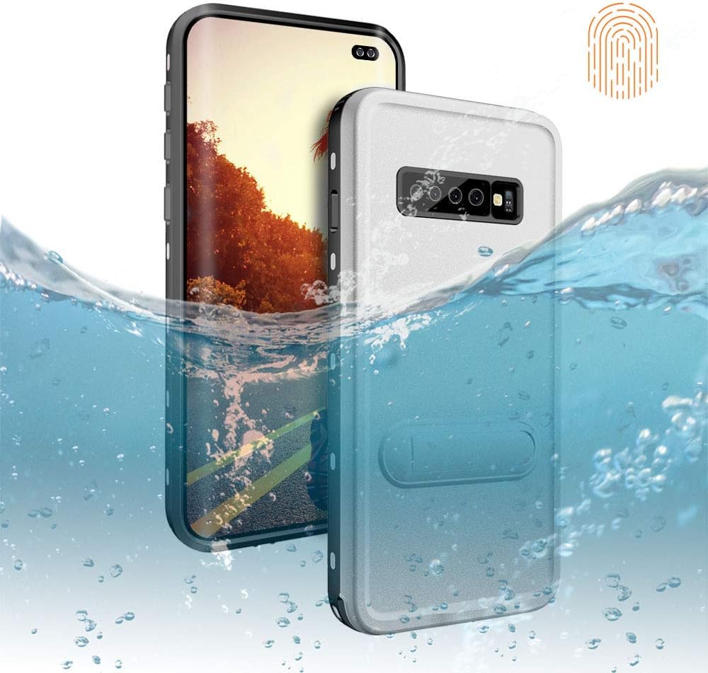 Galaxy S10 Plus Waterproof Case, DOOGE Shockproof Dirtproof Snowproof Rain Proof Heavy Duty Full Protection Rugged IP68 Certified Waterproof Case with Kickstand Screen Protector for Galaxy S10 Plus
