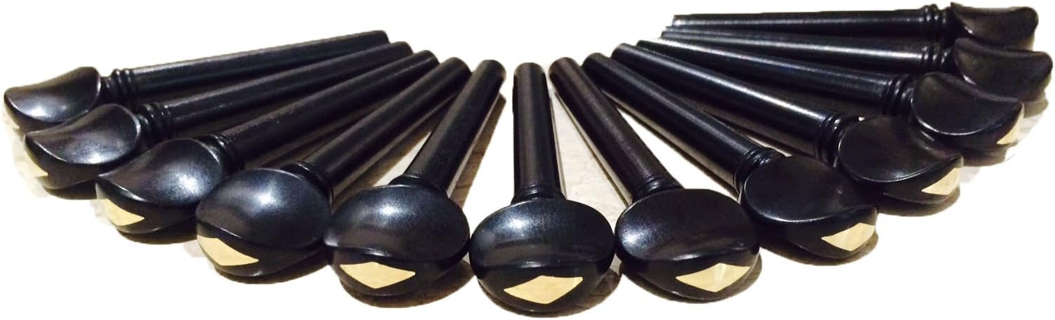 Set of 12 Indian Ebonywood Pegs for Oud - Gold Grade