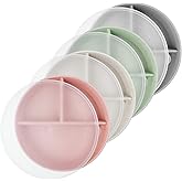 greenandlife 9 Inch 4PCS Divided Plates with Lids, Portion Control Plates for Kids Adults, Dishwasher Microwave Safe Compartment Plate, Unbreakable Lightweight Reusable Wheat Straw Plate Set, INS