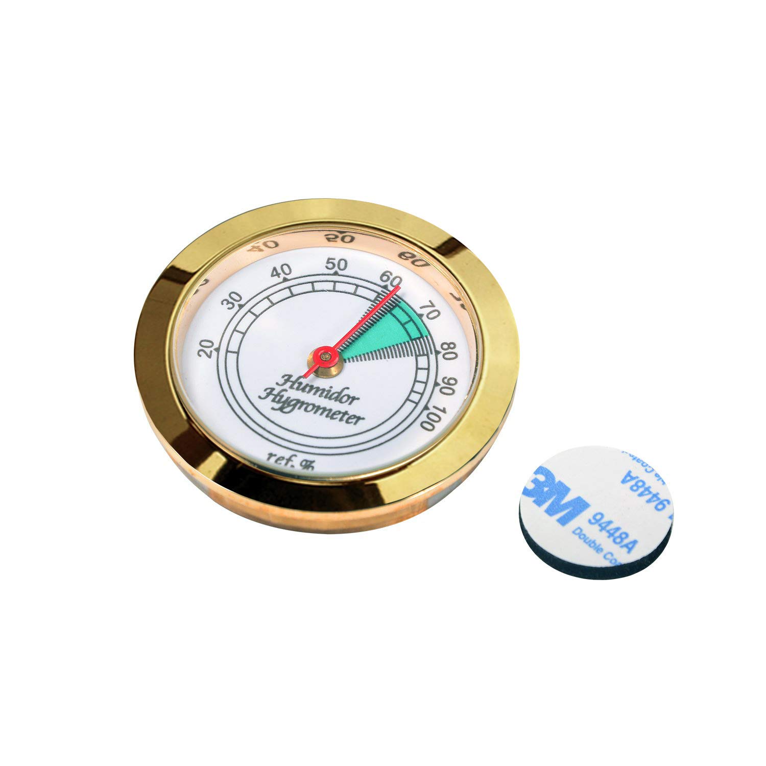Medium Round Analog Hygrometer Humidity Gauge for Humidors - Color: Gold