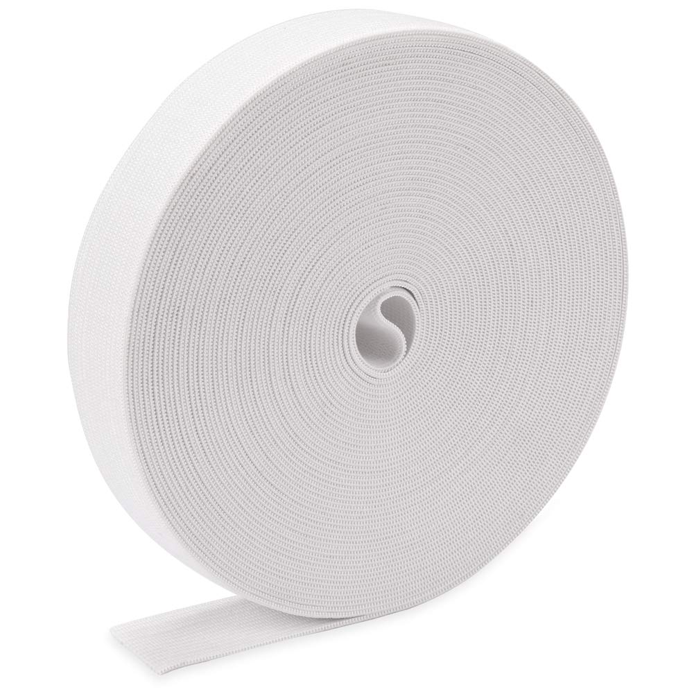 H&S White Flat Elastic Sewing Ribbon, 10 Metres – Wide Elastic Craft Accessory Band for Waistband or Pants