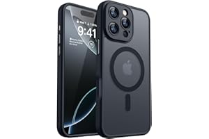 CANSHN Magnetic Compatible with iPhone 16 Pro Case, Upgraded [Full Camera Protection] [Compatible with Magsafe] [Translucent Matte] Shockproof Protective Phone Case Cover 6.3 Inch - Black