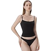 SUUKSESS Women Square Neck Tank Tops with Built in Bras Double Line Going Out Basic Camisole Top