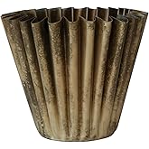 Pleated Metal Vase, Antique Brass Finish