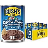 Bush's Best Black Refried Beans, 16 oz, (Pack of 12) | Canned, Source of Plant Based Protein and Fiber, Low Fat, Gluten Free