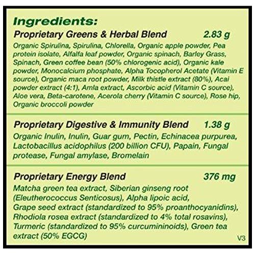 Greenergy Premium Organic Green Drink Powder 30 Super Greens Blend