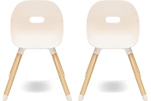 Lalo The Play Chair - Wooden & Non-Toxic Plastic Kids & Toddler Chair - Sturdy Bucket Seat, Easy to Clean, Up to 200 lb. Weight Capacity, Set of 2 - Grapefruit