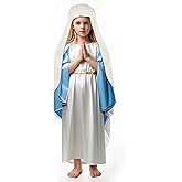 VZQI Virgin Mary Costume for Girls Biblical Costume Robe for Kids Halloween Bible Costume Set