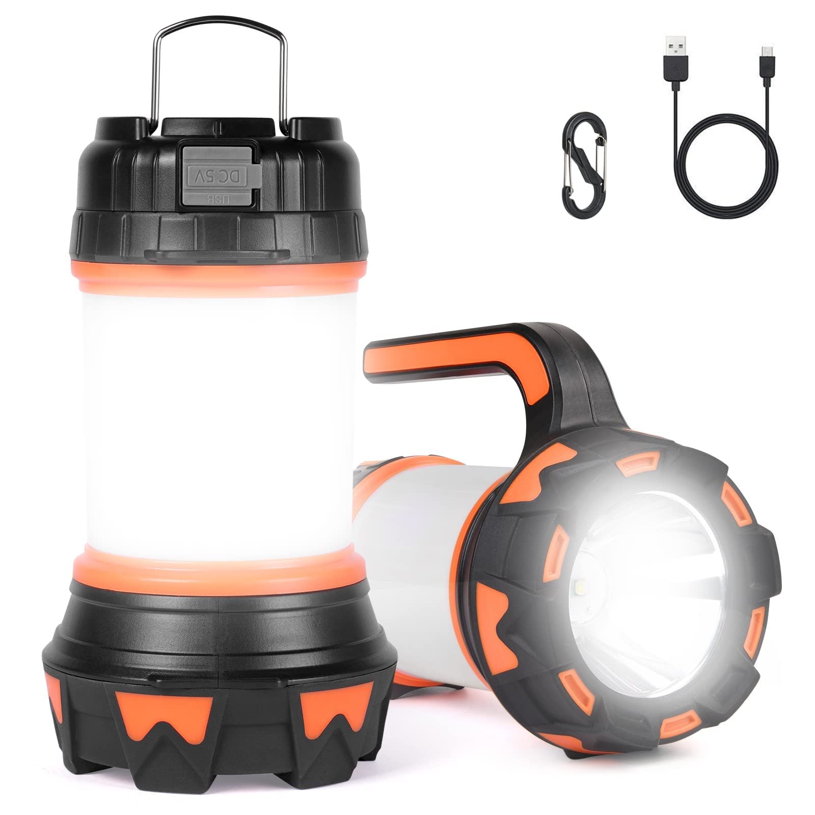 flintronic Rechargeable Camping Lantern, Superbright 1000 Lumen Camping Light, 6 Mode LED Torch Outdoor Searchlight Tent Light, Waterproof Emergency Light with 3600mAh Power Bank for Hiking, Fishing