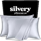 Silver Infused Satin Pillowcases Set – 2 Pack Silky Soft Cooling Pillow Cases with Self-Cleaning Silvery Technology™ for Hygienic Sleep – Better Than Silk for Hair and Skin (King (U.S. Standard))
