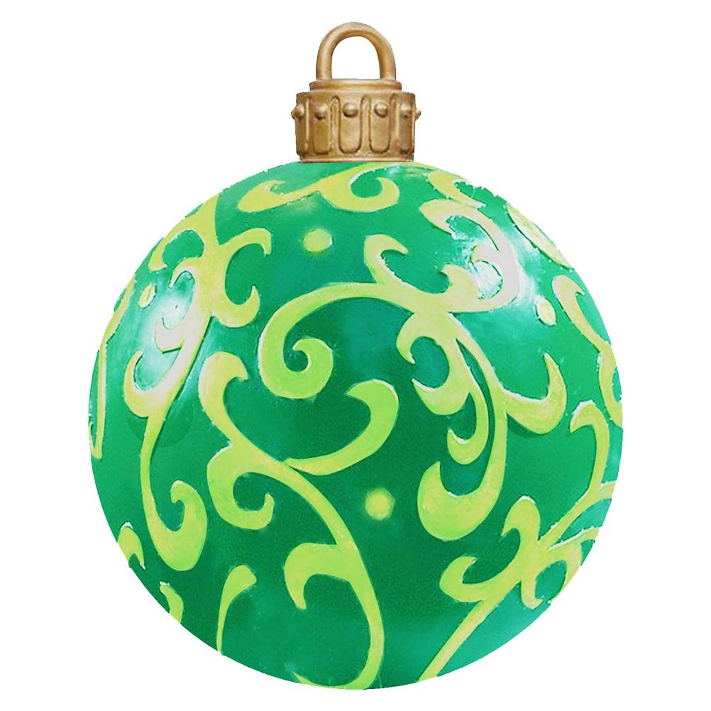 Settoo Christmas Inflatable Bauble 60 cm Green PVC Christmas Tree Bauble Personalised Tree Decoration (with Inflator Cylinder) (60 cm, B2)