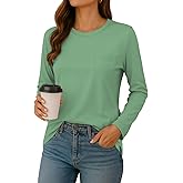 NEYOUQE Womens Fall Loose Plain Long Sleeve T Shirts Basic Tees Shirt Pocket Casual Comfy Tops Trendy T-Shirts(S-XXL)