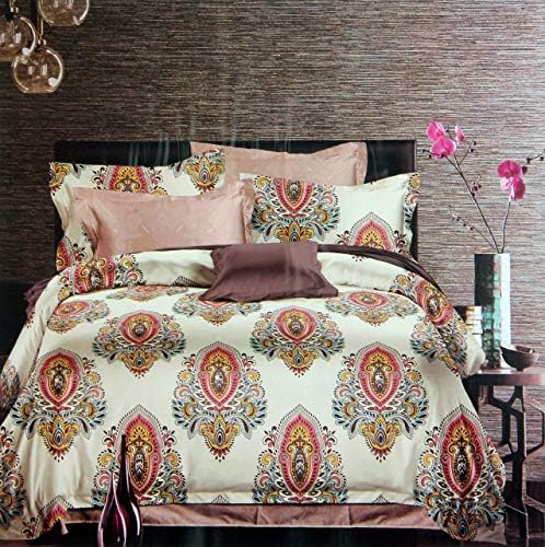 4 Piece Comforter Set (White & Red Floral)